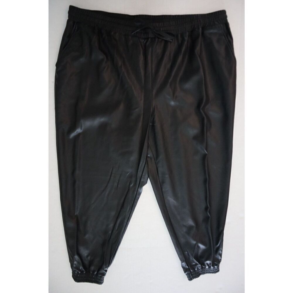 Dex 2072219-DP Women's Plus Sz 2X Black Faux Leather Jogger Pants